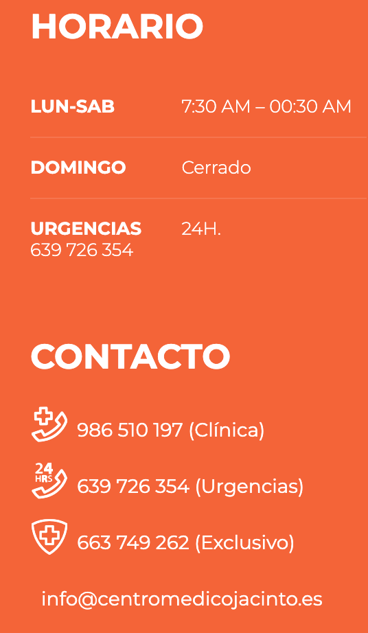 Información de contacto y horario del Centro Médico Jacinto Lóp